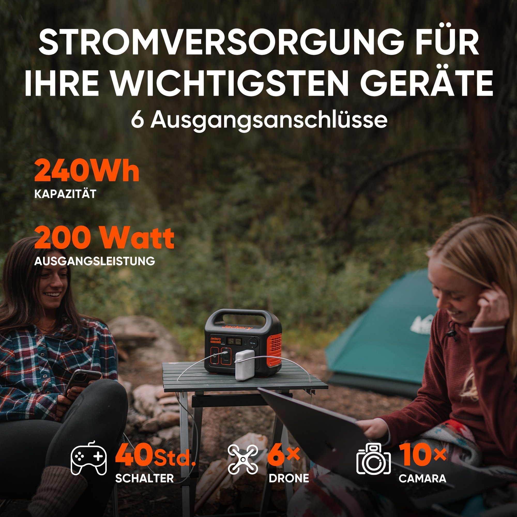 Jackery Stromerzeuger Explorer 240 240Wh Tragbare Powerstation Mobile Stromgenerator, 0,40 in kW, (1-tlg), für Camping, Outdoor