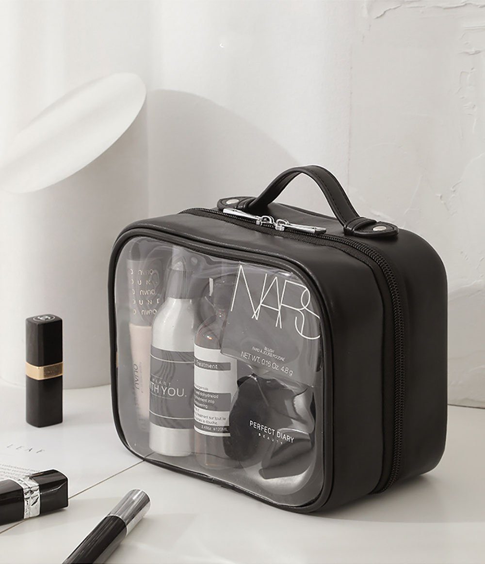 Runxizhou Kosmetikkoffer Transparent Kosmetiktasche,Doppelte Lage Reise Kulturbeutel(Schwarze) (1-tlg)