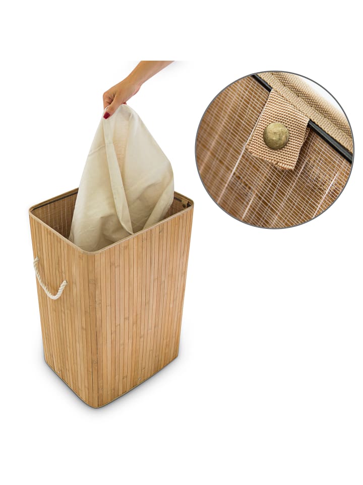 relaxdays Wäschekorb Natur - (B)43,5 x (H)65,5 x (T)33,5 cm günstig kaufen onesize
