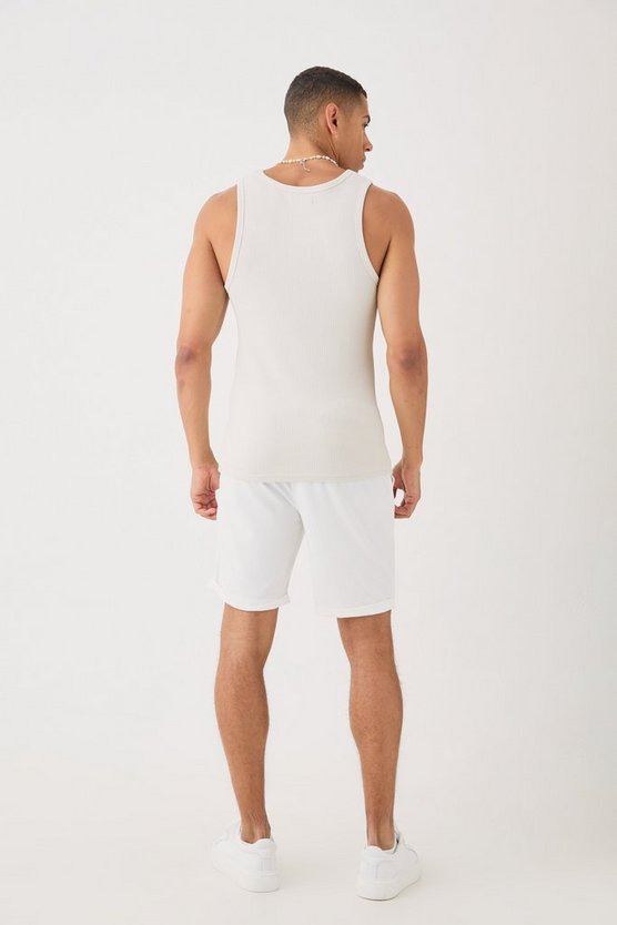 Slim-Fit Man Tanktop in Waffeloptik
