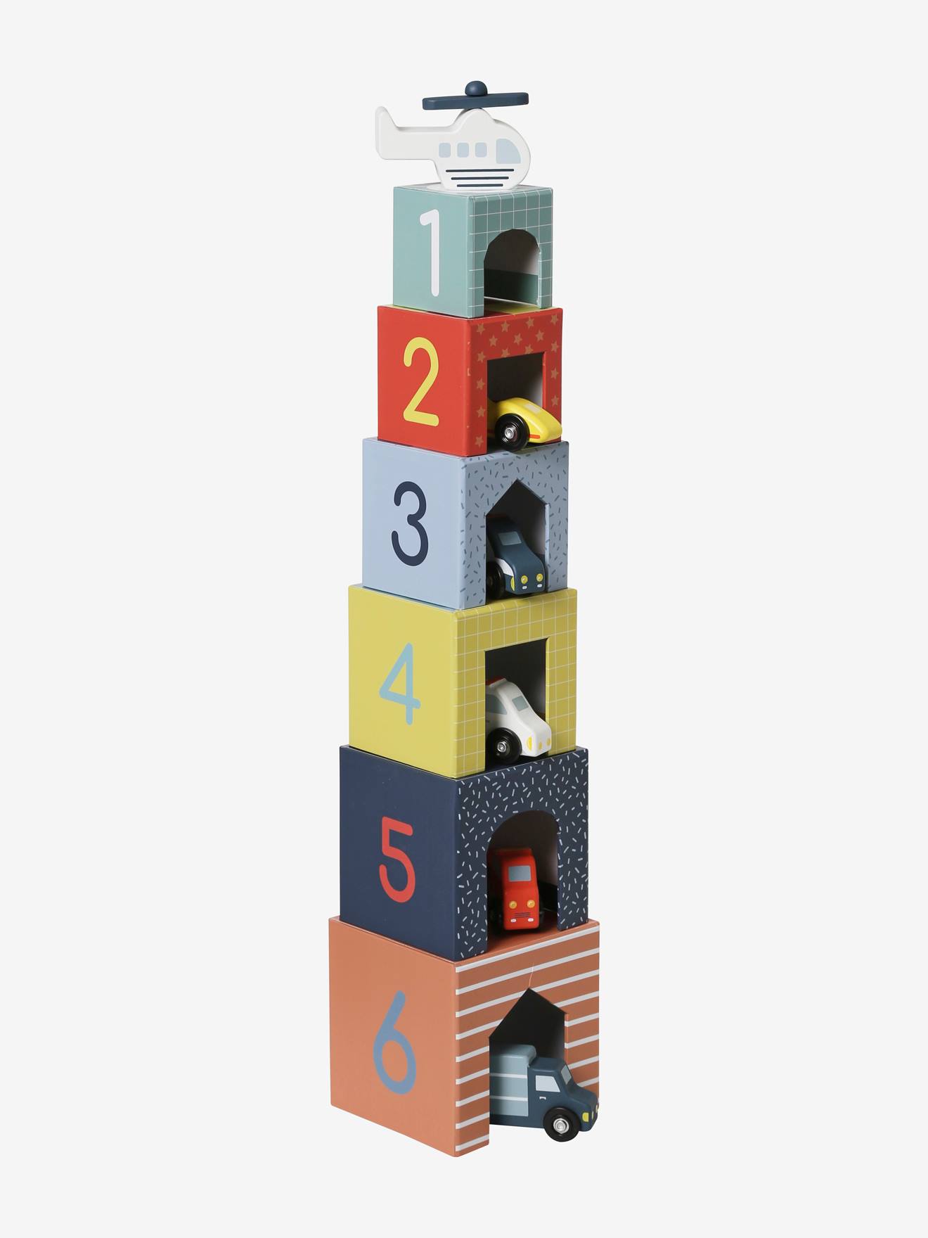 Tour de cubes PETITES VOITURES FSC® multicolore