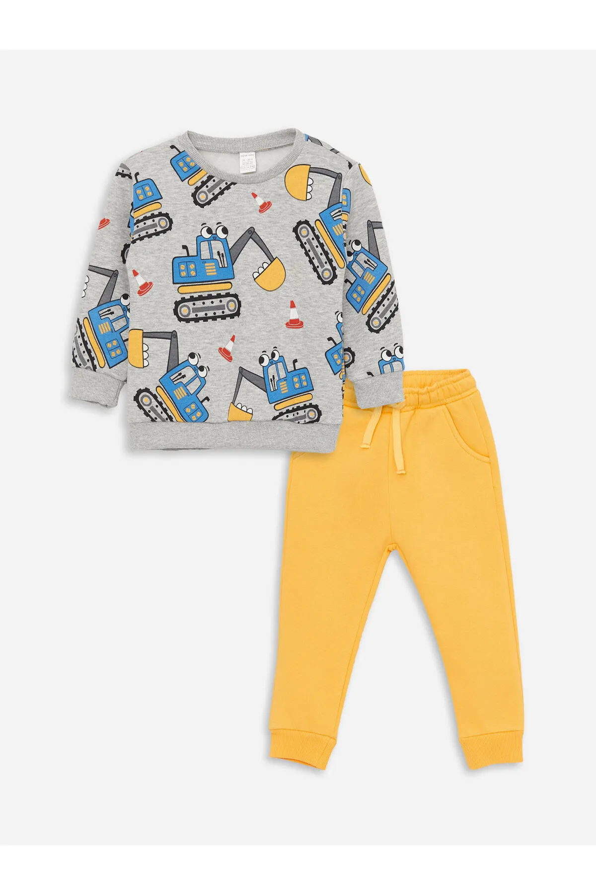 LC Waikiki  2-teiliges Set aus bedrucktem Langarm-Sweatshirt und Trainingshose für Babys mit Rundhalsausschnitt