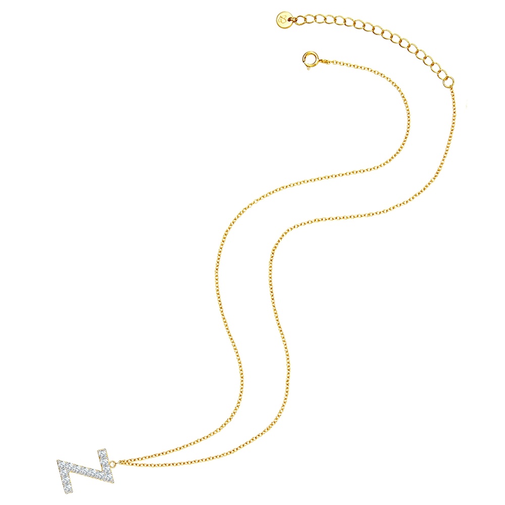 Glanzstücke München Collier en argent Lettre Z Argent sterling Oxyde de zirconium (CZ) en Or jaune collier