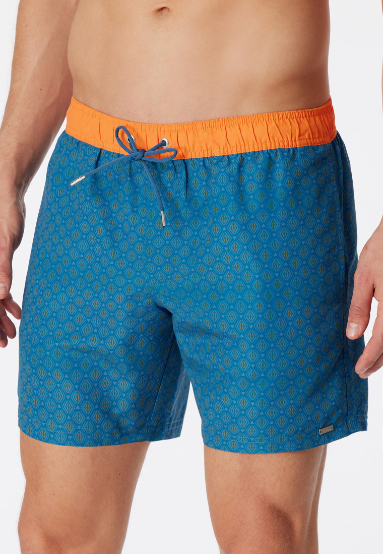 Badeshorts Webware Rauten gemustert orange - Casual Swim