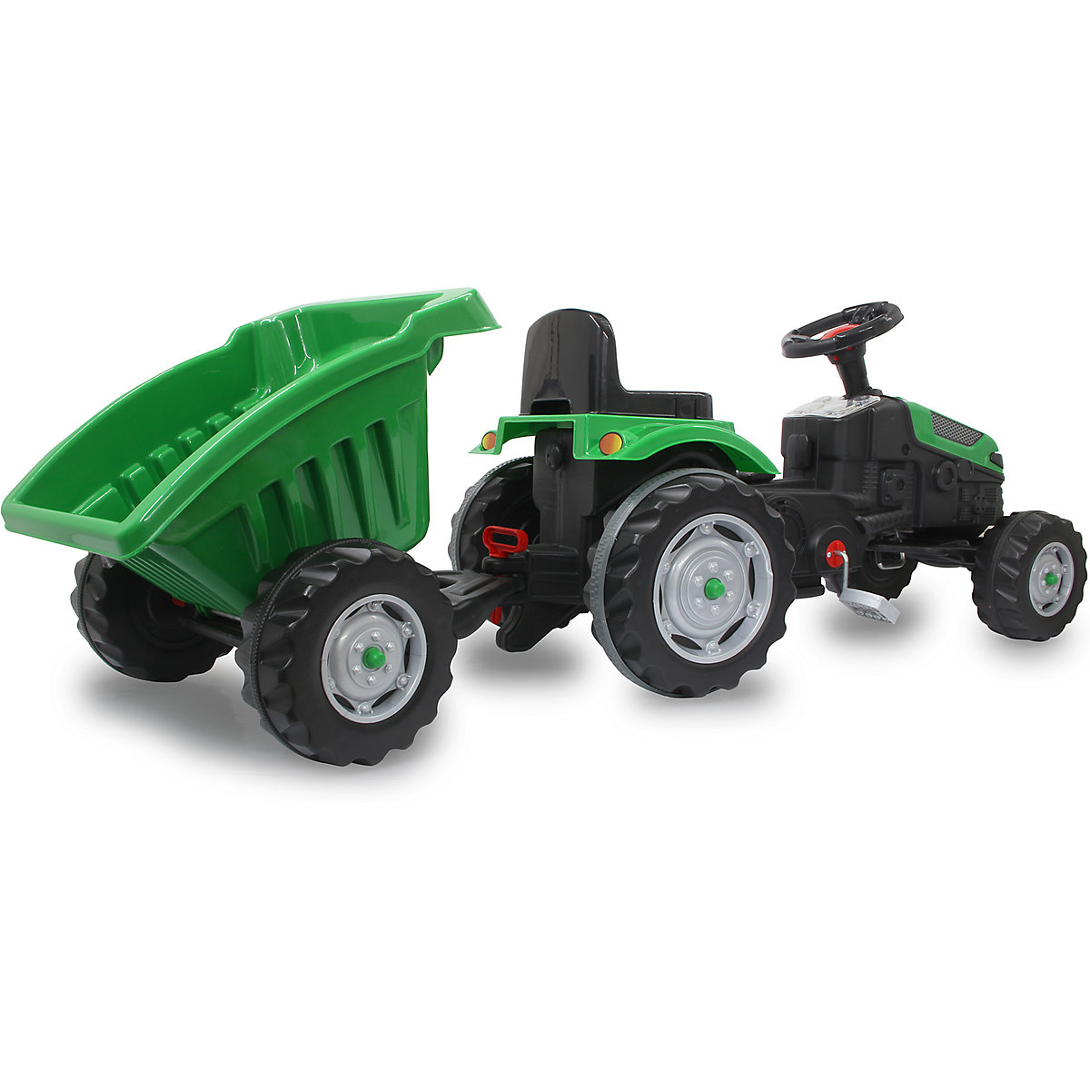Trettraktor mit Hänger Strong Bull grün