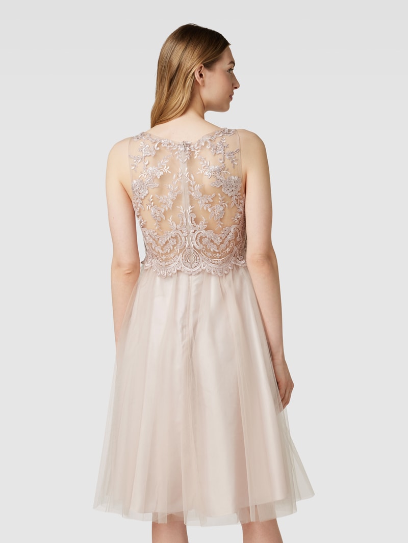 Cocktailkleid mit Zierbesatz in sand