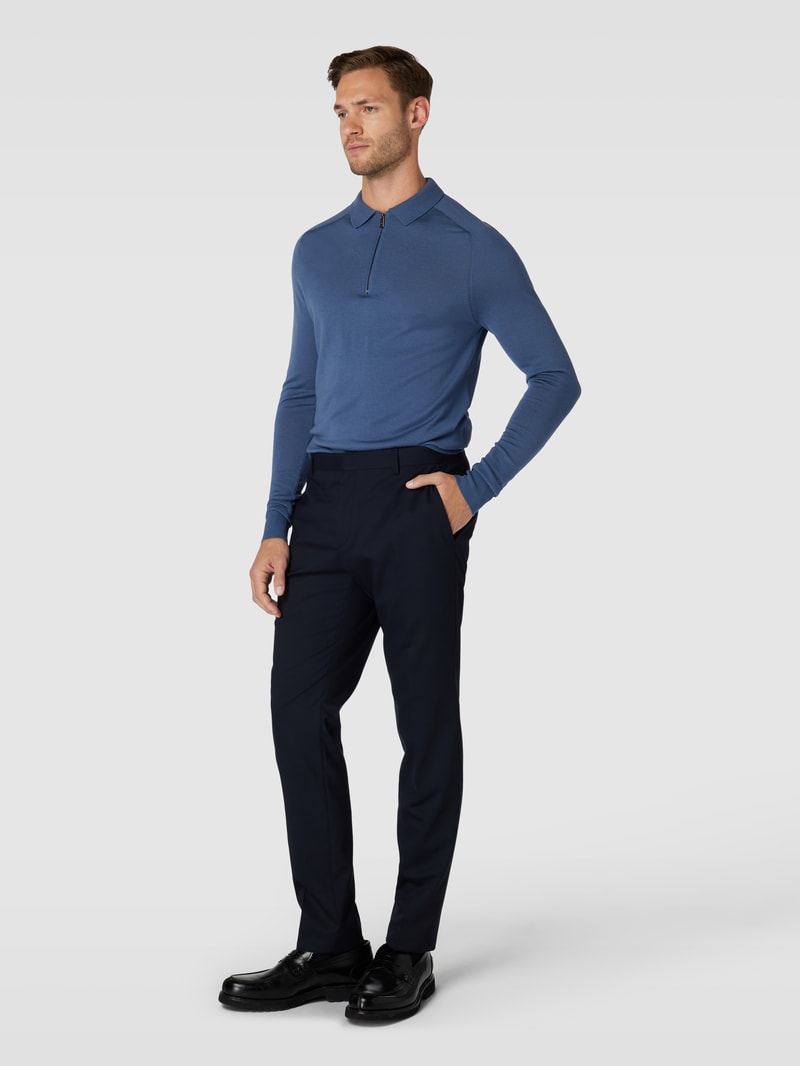 Pullover mit Polokragen aus Schurwolle in hellblau