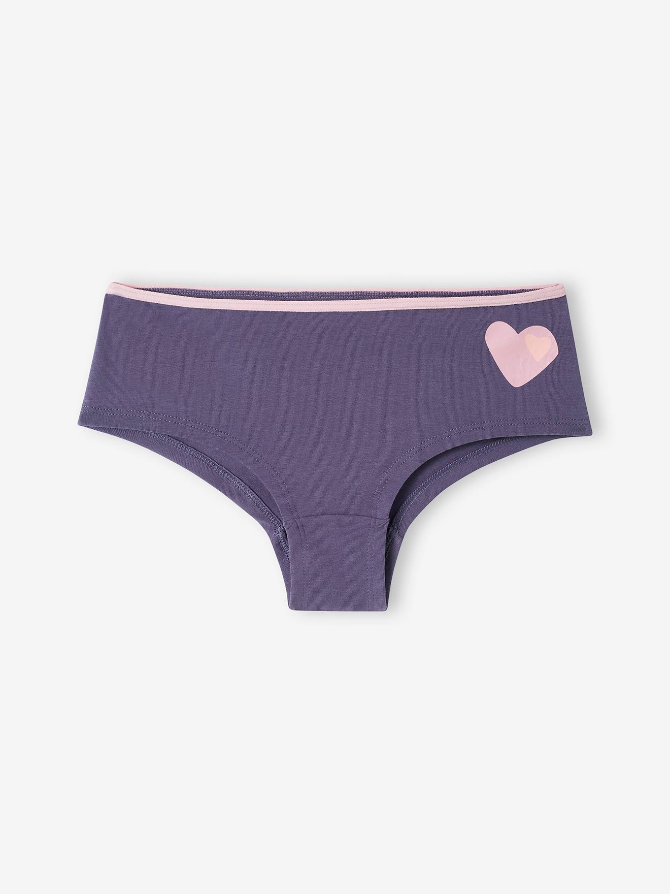 Lot de 7 shorties coeurs fille bleu