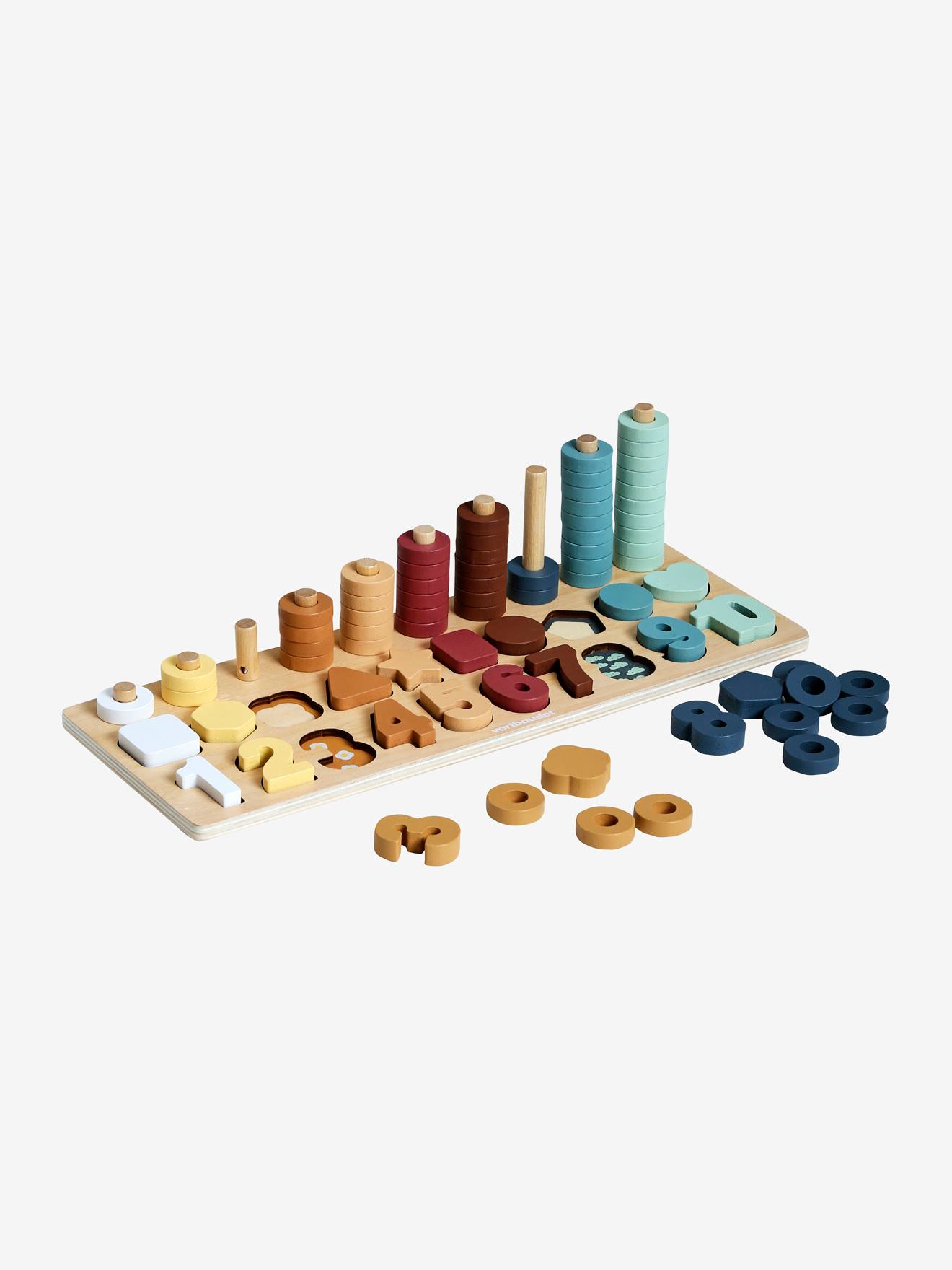 Vertbaudet Kinder Zahlen-Lernspiel, Holz FSC - beige