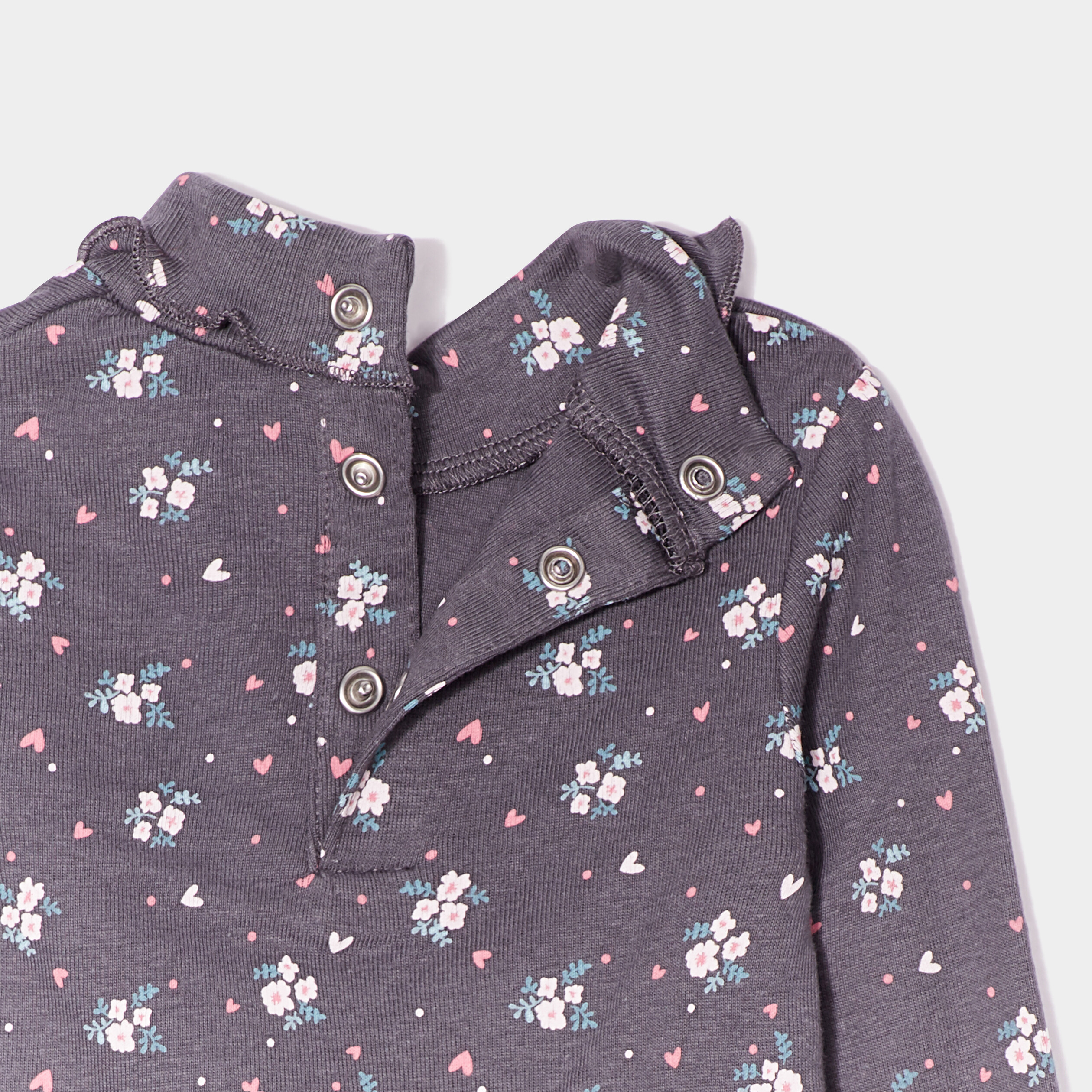 Sous-pull col roulé et bord vague gris foncé bébé fille | La Halle