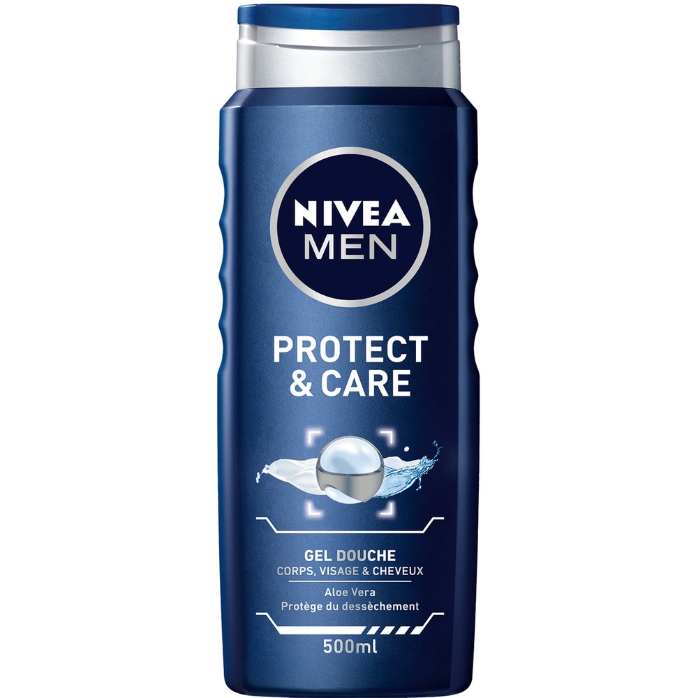 nivea PROTECT&CARE - Gel douche 3en1 visage corps&cheveux Shampoing douche homme grand format