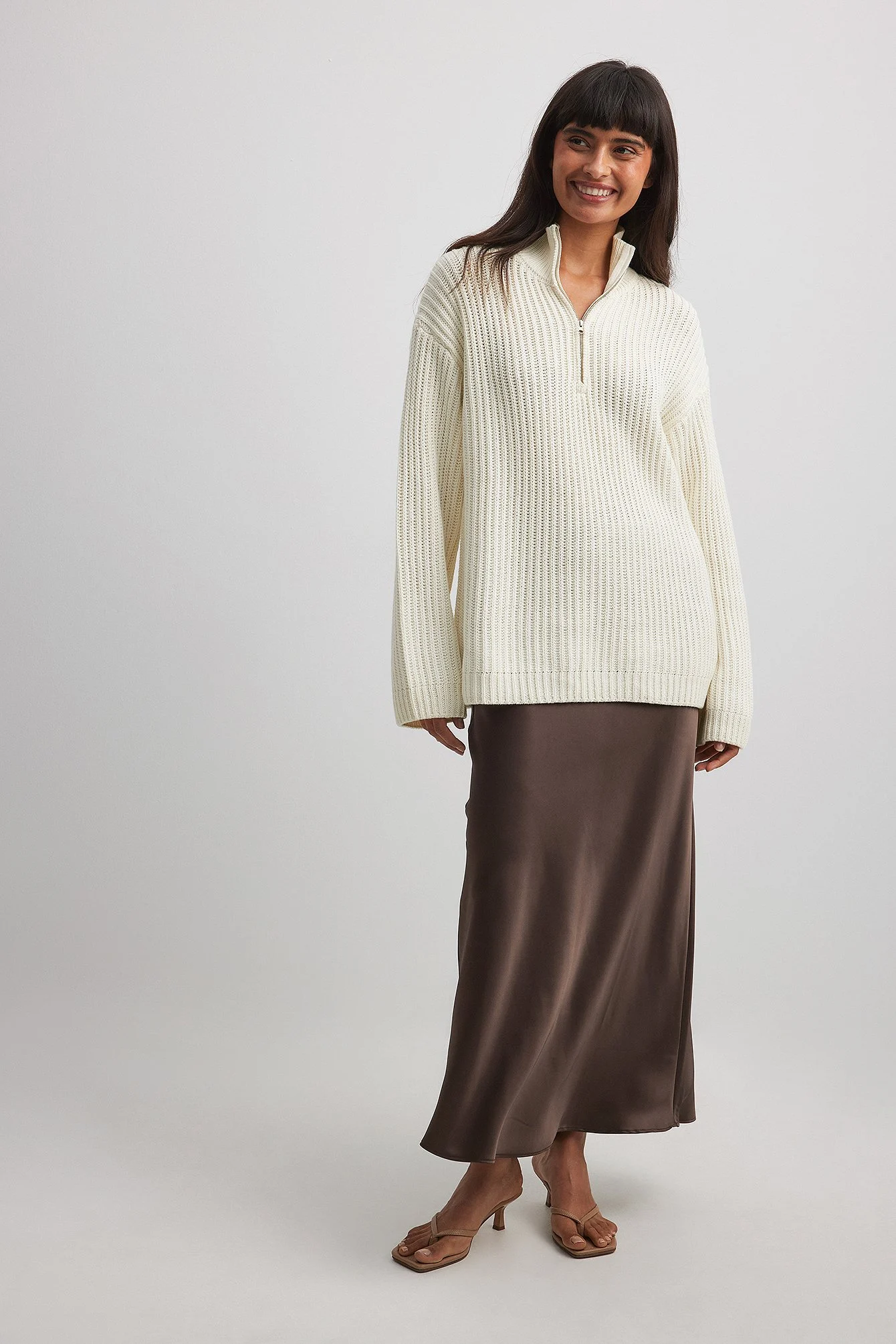 Reißverschluss vorne Strickpullover
