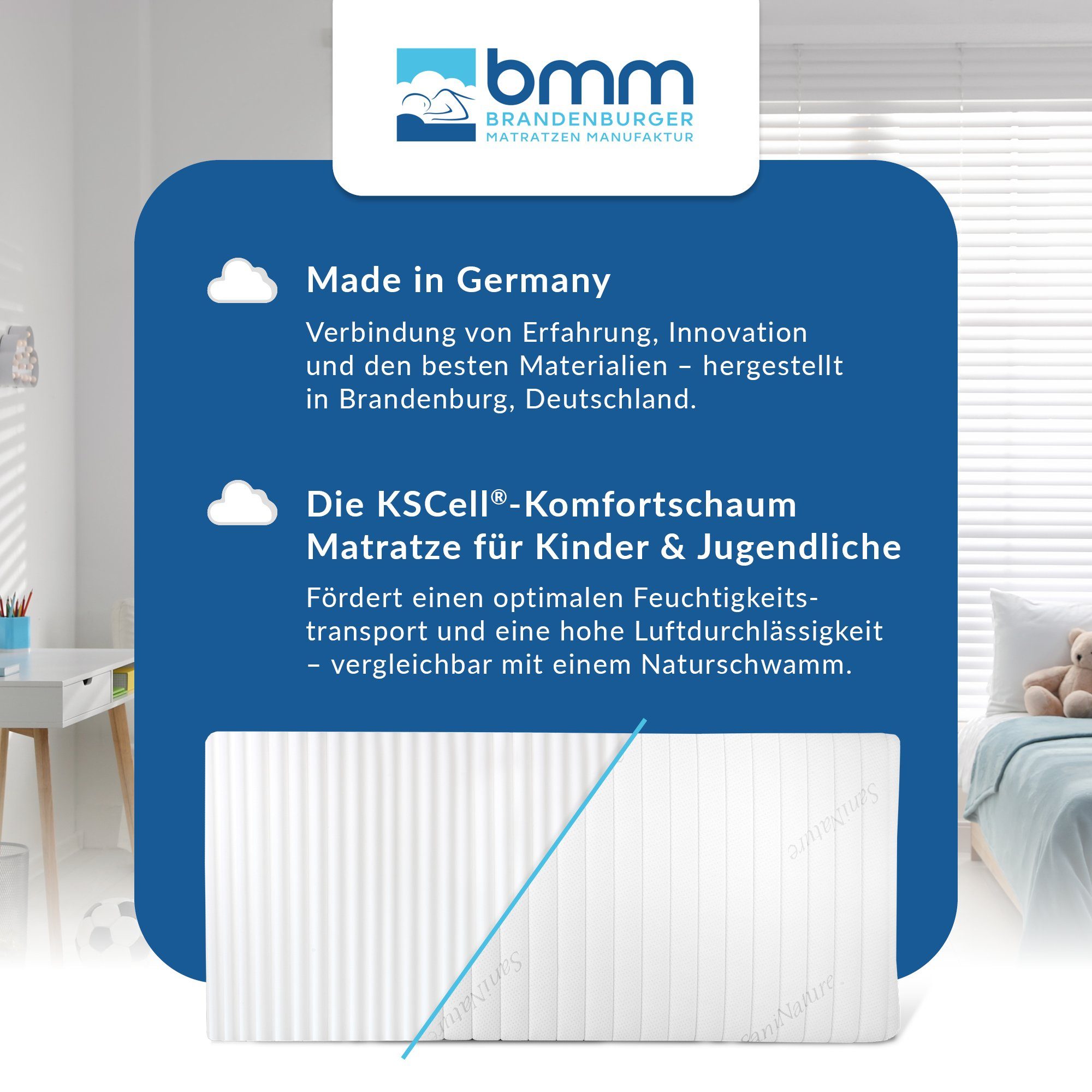 Jugendmatratze RAZZE, BMM, 17 cm hoch, (Set), Kindermatratze, perfekt für Kinder und Jugendliche, Made in Germany