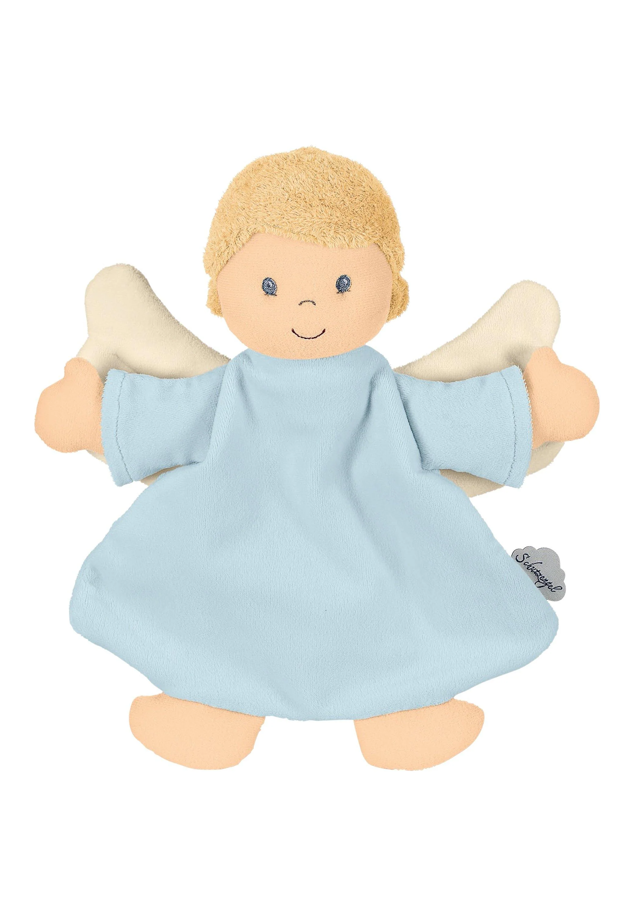 Schmusetuch Schutzengel in Bleu, 26 cm mit Rassel