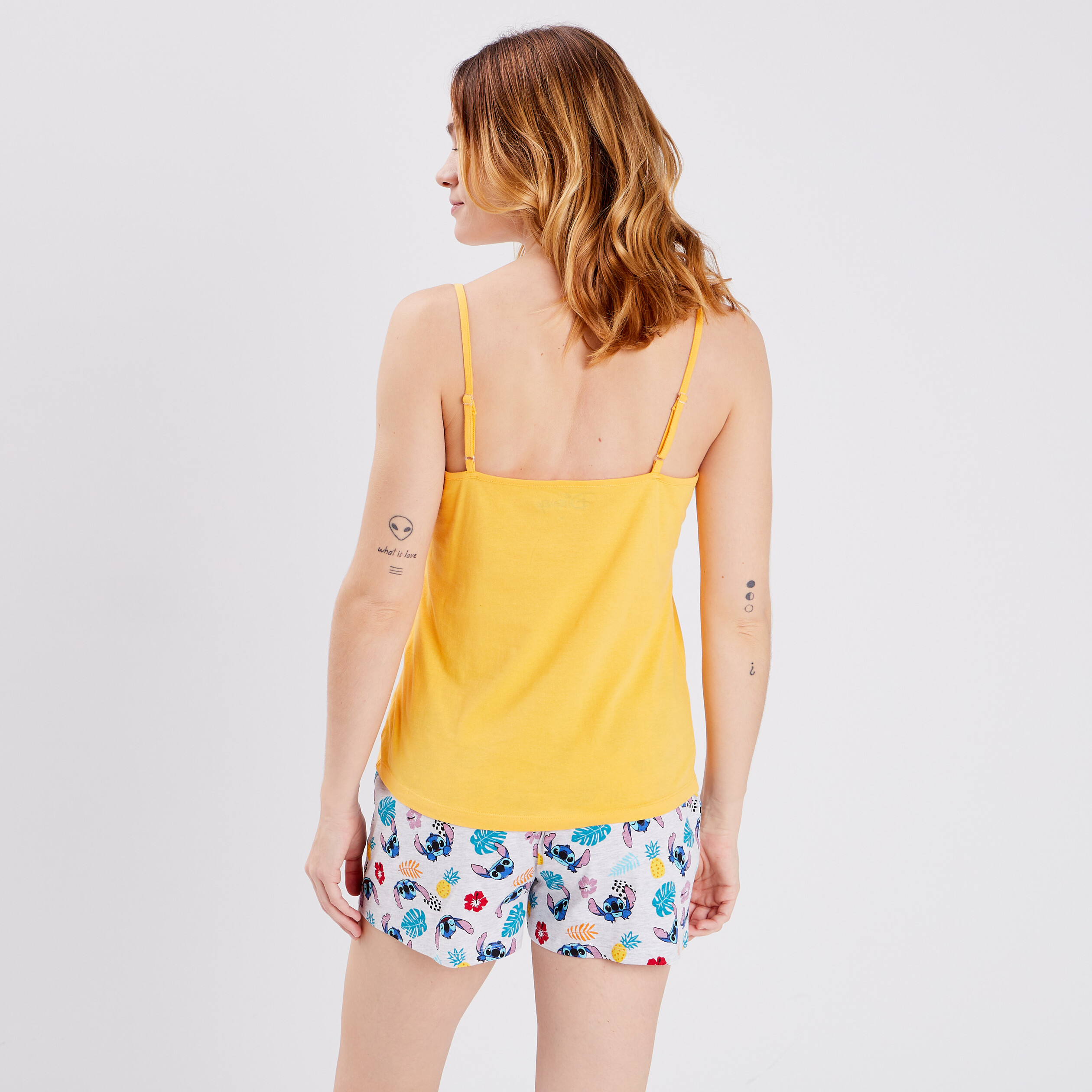 Ensemble pyjama 2 pièces Lilo et Stitch jaune moutarde femme | La Halle