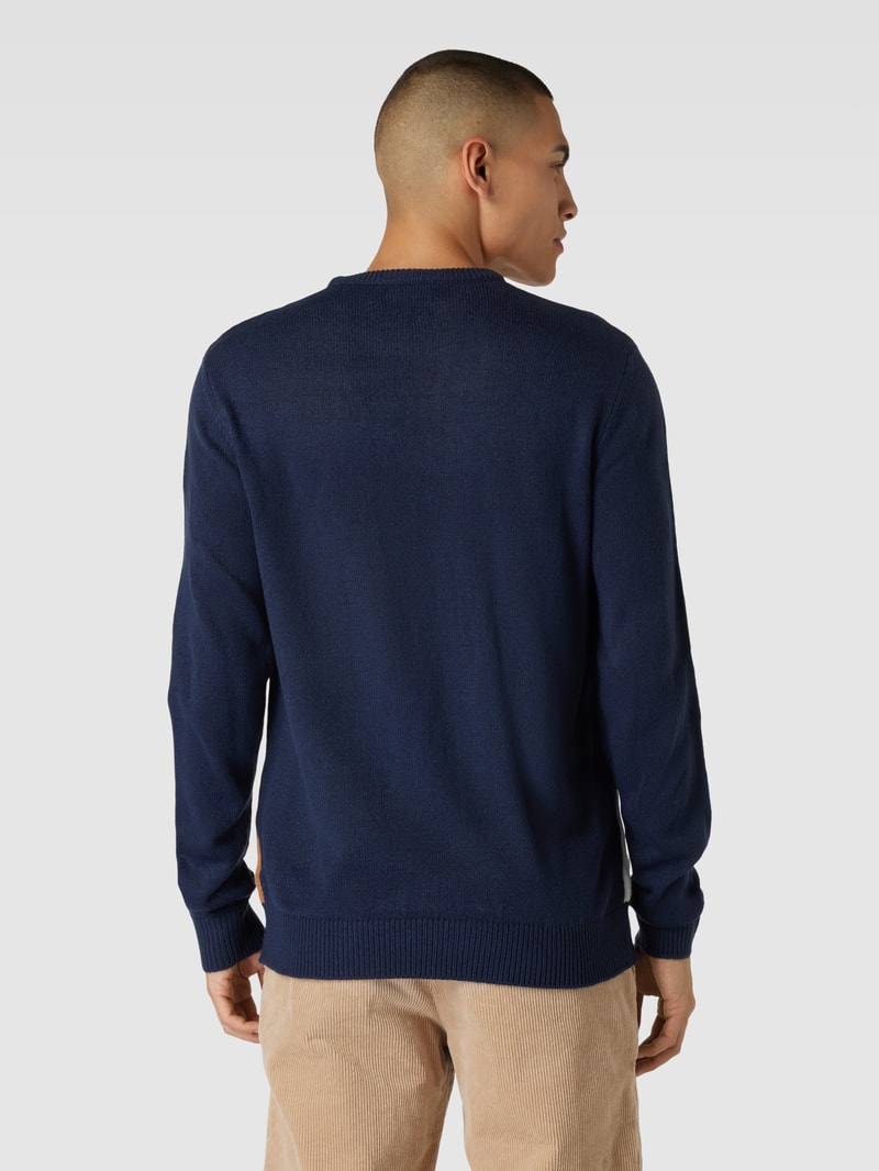 Strickpullover im Allover-Look mit Rundhalsausschnitt in marineblau