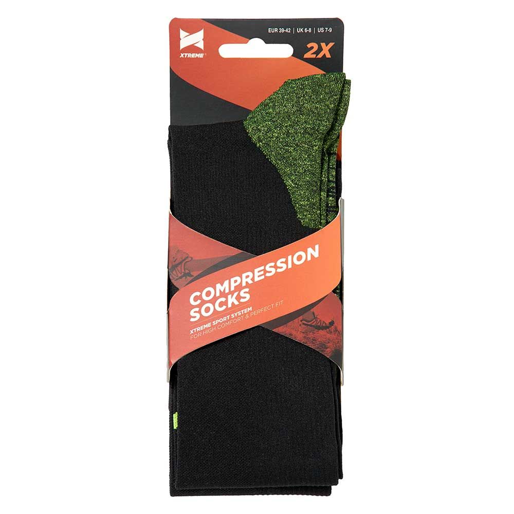 Xtreme 6 Paar Multi Black Kompressions-Laufsocken