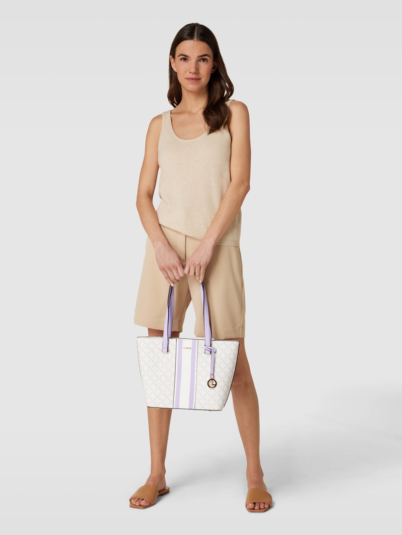Shopper mit Label-Detail Modell 'Gioia' in ecru