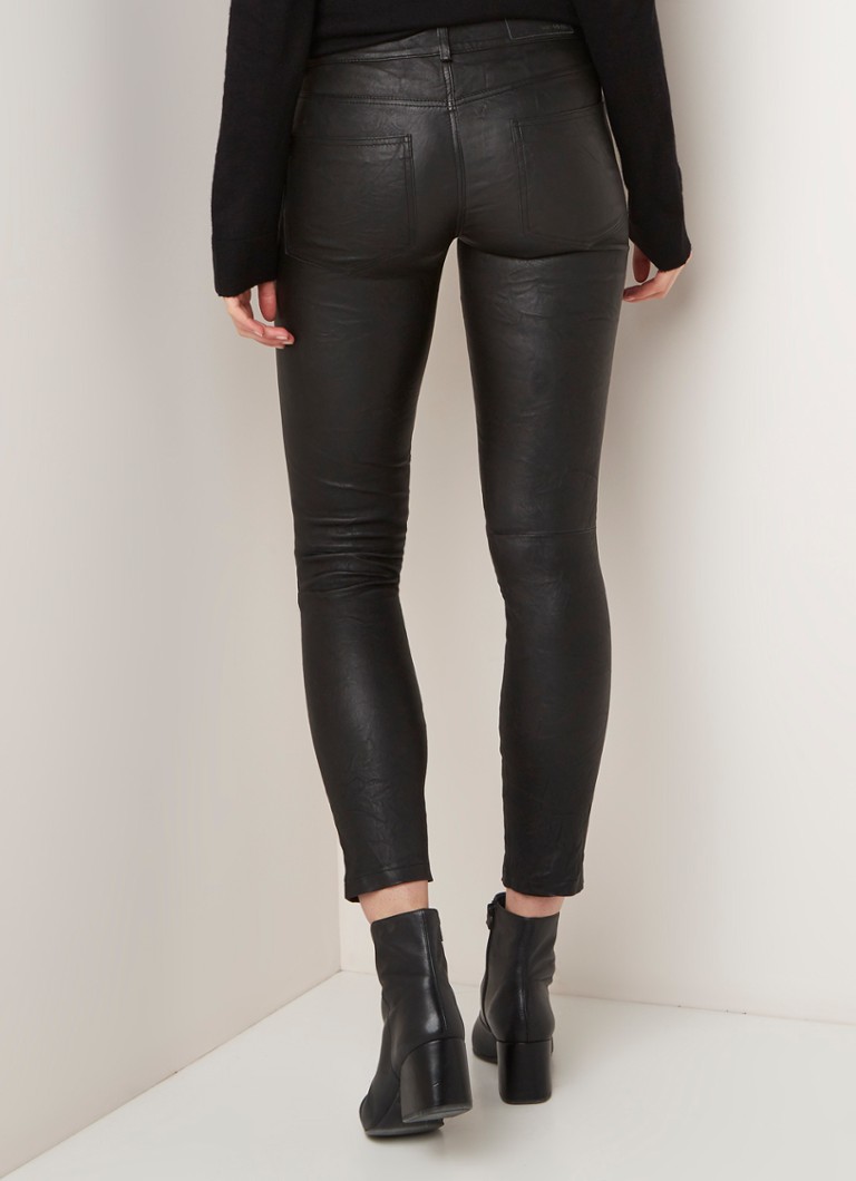 Zadig&Voltaire Phlame cropped skinny fit lambskin trousers with a crinkled finish