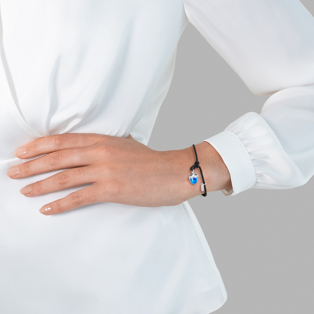 EASTSIDE Bracelet en acier inoxydable Textile Verre Cristal en Noir Bracelet