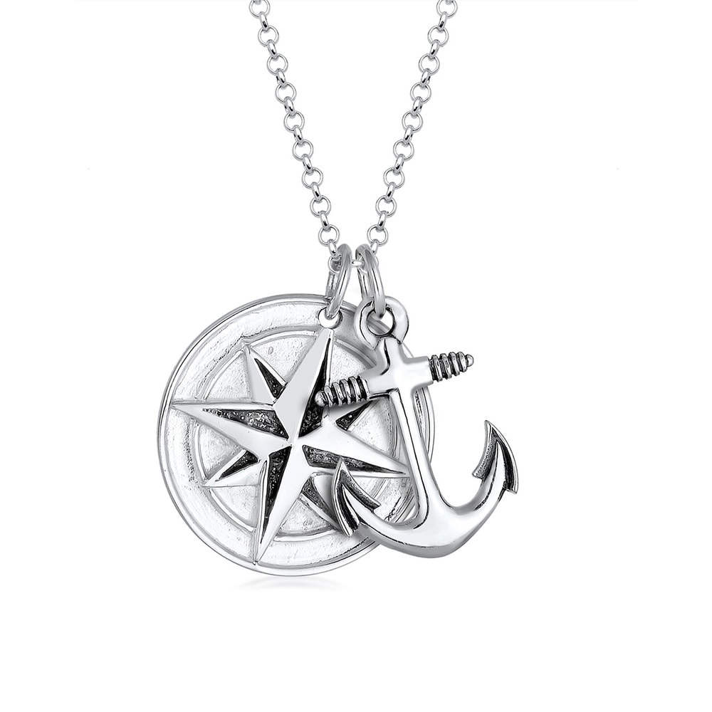 KUZZOI KUZZOI Collier Médaillon d'Ancrage Collier Homme  (925/1000) Argent Bijoux