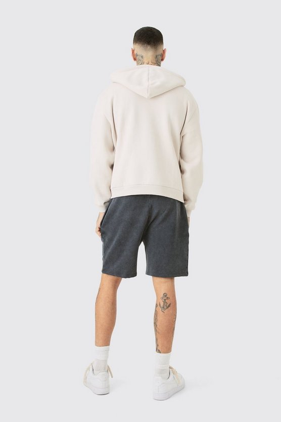 Tall kastiger Oversize Worldwide Hoodie mit Reißverschluss