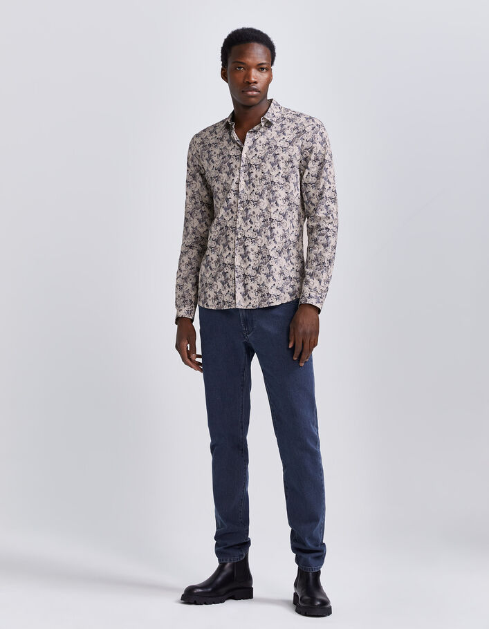 Chemise SLIM acier tissu Liberty roses Homme