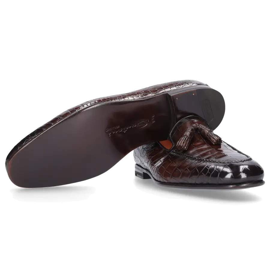Santoni - Loafer 15608 Krokodilleder - braun