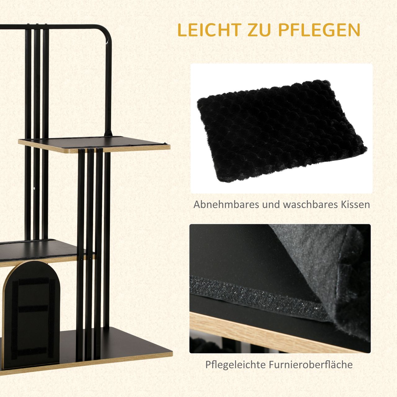 PawHut Kratzbaum 128 cm Katzenbaum mit Kissen Kletterbaum mit Kratzbrett, Stahl