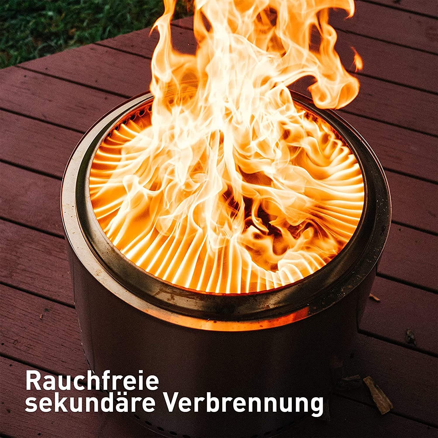 Solo Stove Feuerstelle Feuerschale Bonfire Outdoor-Kamin Edelstahl, mit Standfuß UVP 299€, (SONDERANGEBOT, nur für kurze Zeit, 1-St., für Terrasse, Garten, Feuertonne, Holzofen, Feuerkorb, Outdoor Kamin), Rostfrei, Feuerstelle, Terrassenofen für drau