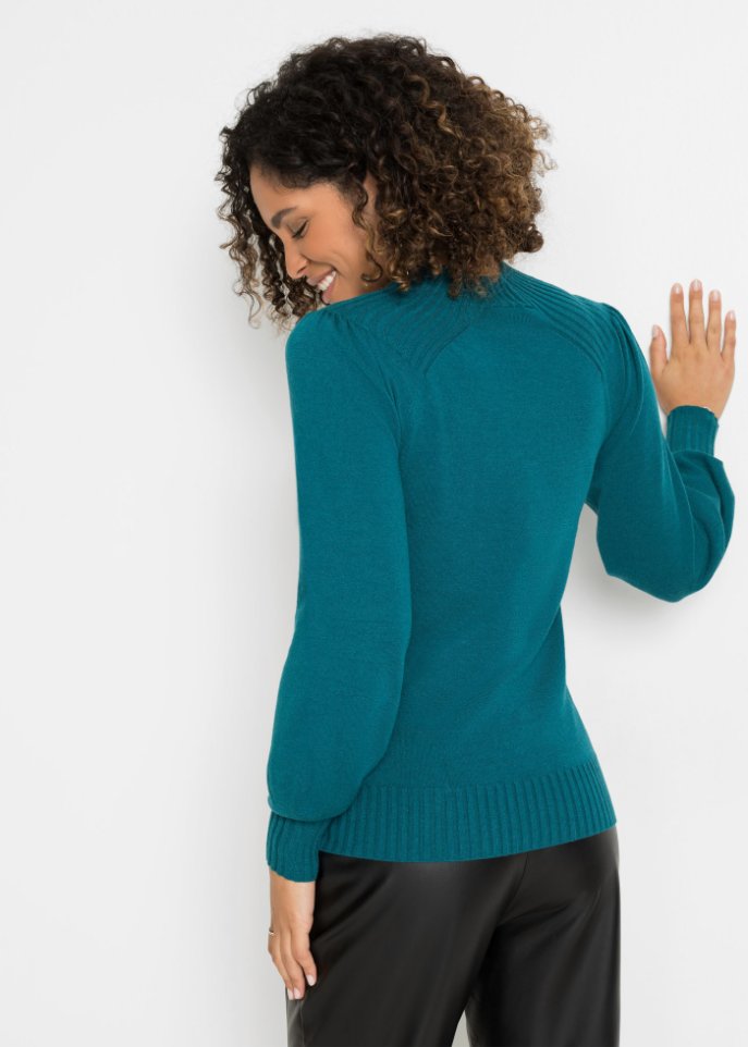 Rollkragenpullover mit Ballonärmeln
