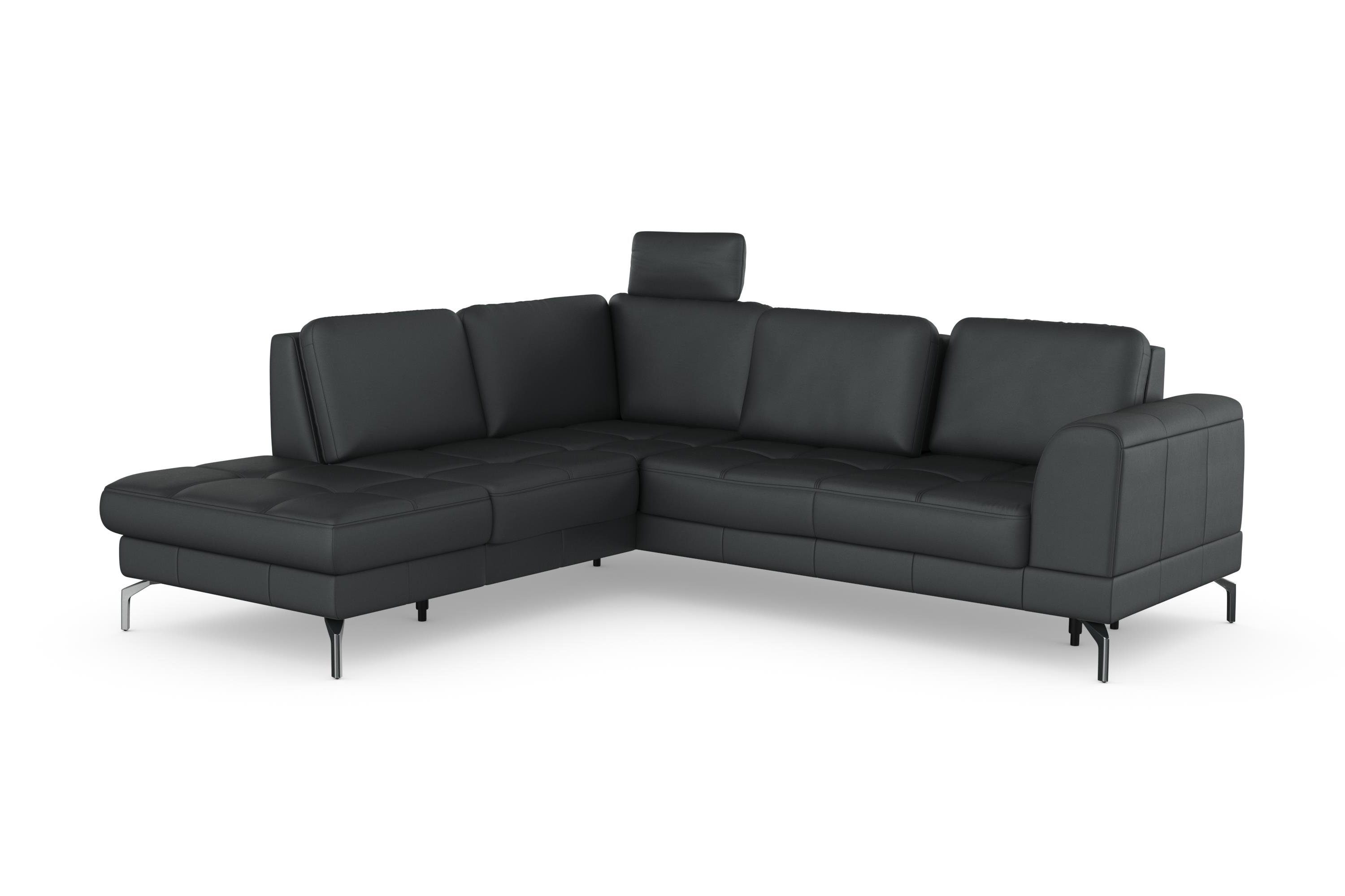 sit&more Ecksofa Bendigo, inklusive Sitztiefenverstellung, Bodenfreiheit 15 cm, in 2 Fußfarben