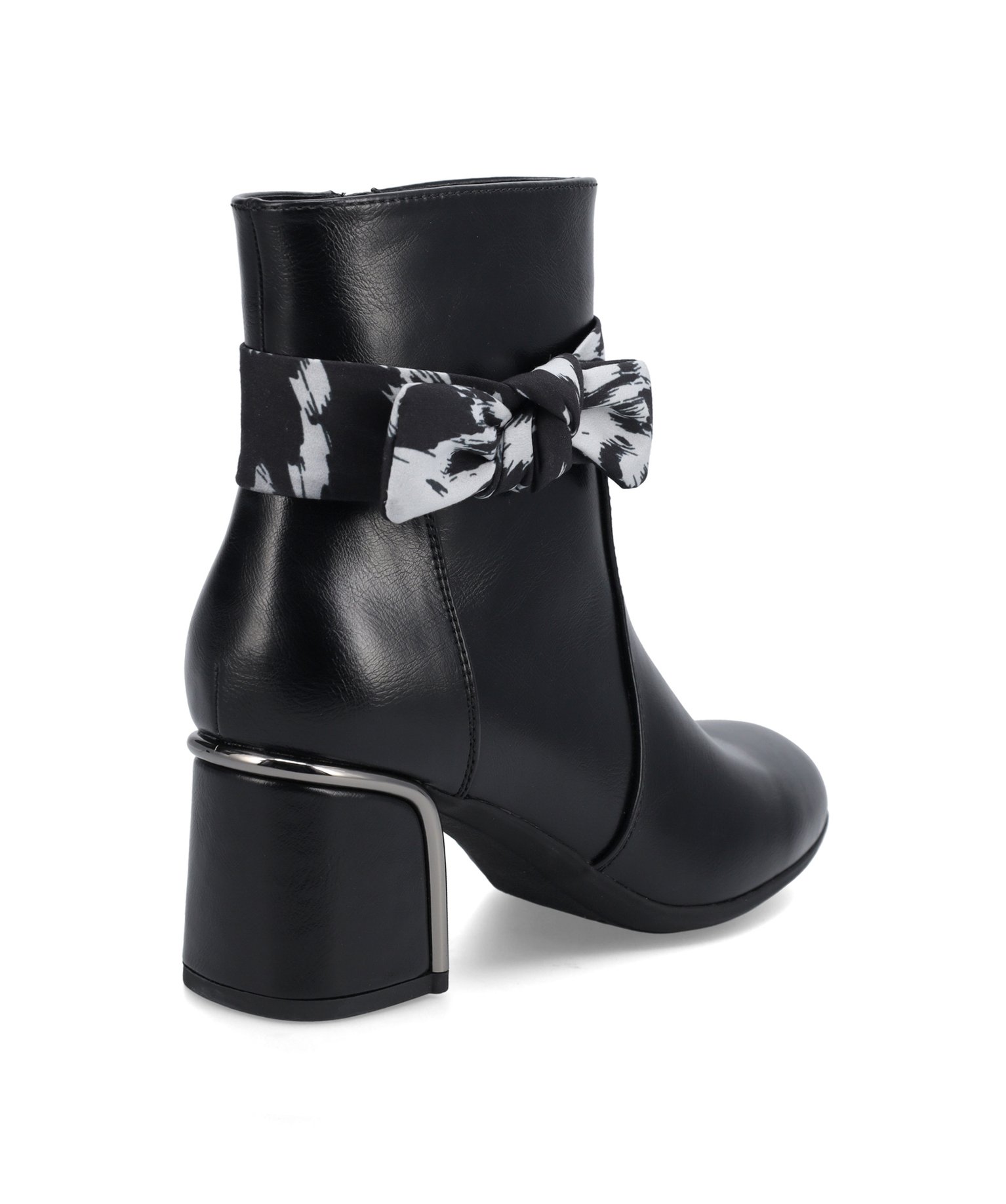 Boots femme unies à talon carré et bride foulard noir | GEMO