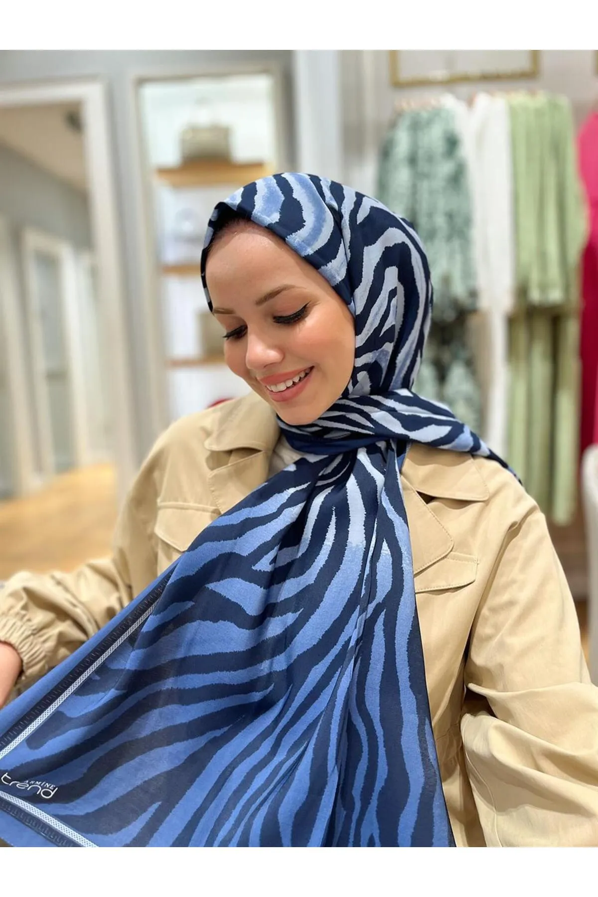 Armine  Trend-Modalschal – Zebramuster – 5747-08 – Blau