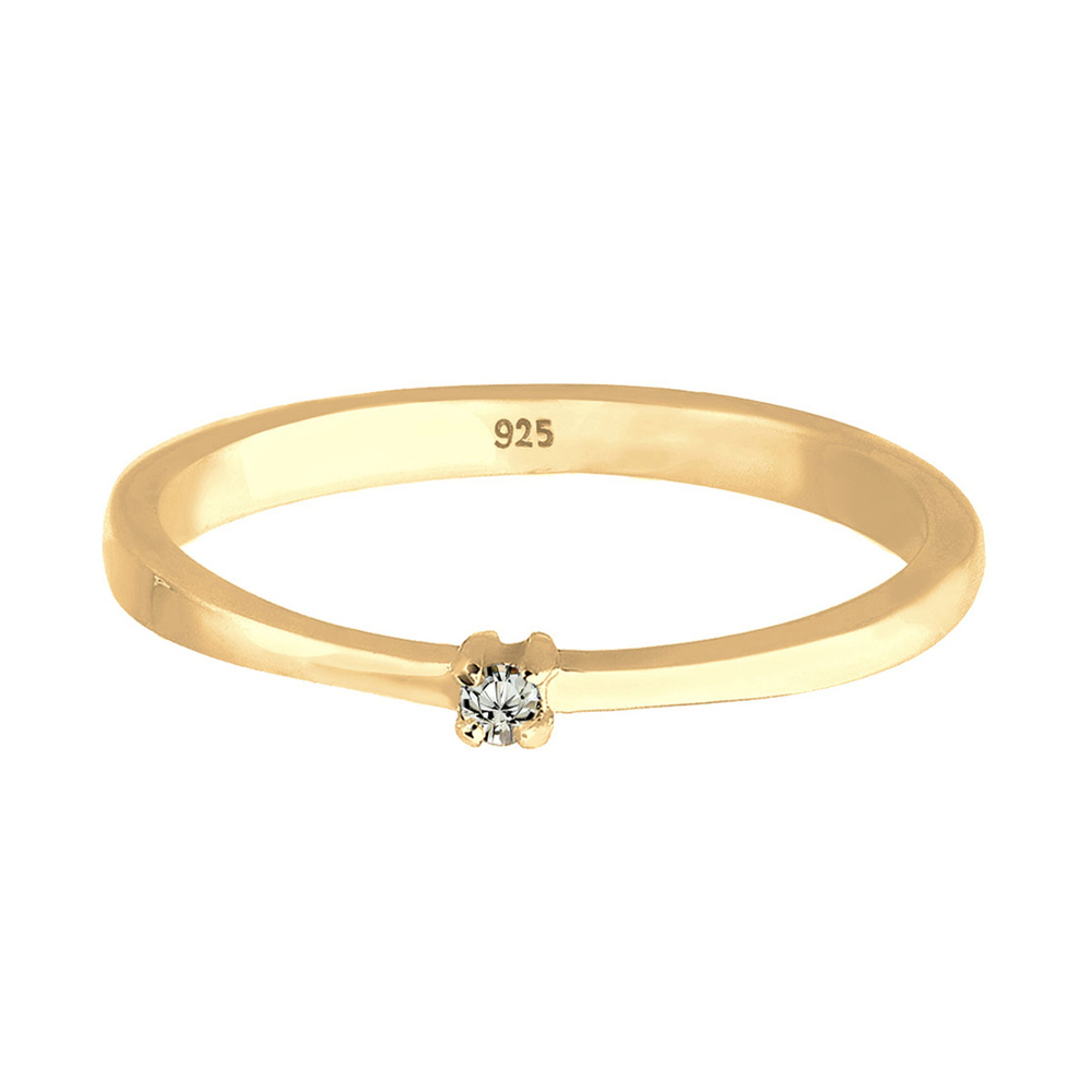 Elli Elli Bague Solitaire Classique Cristal 925 Argent Bague