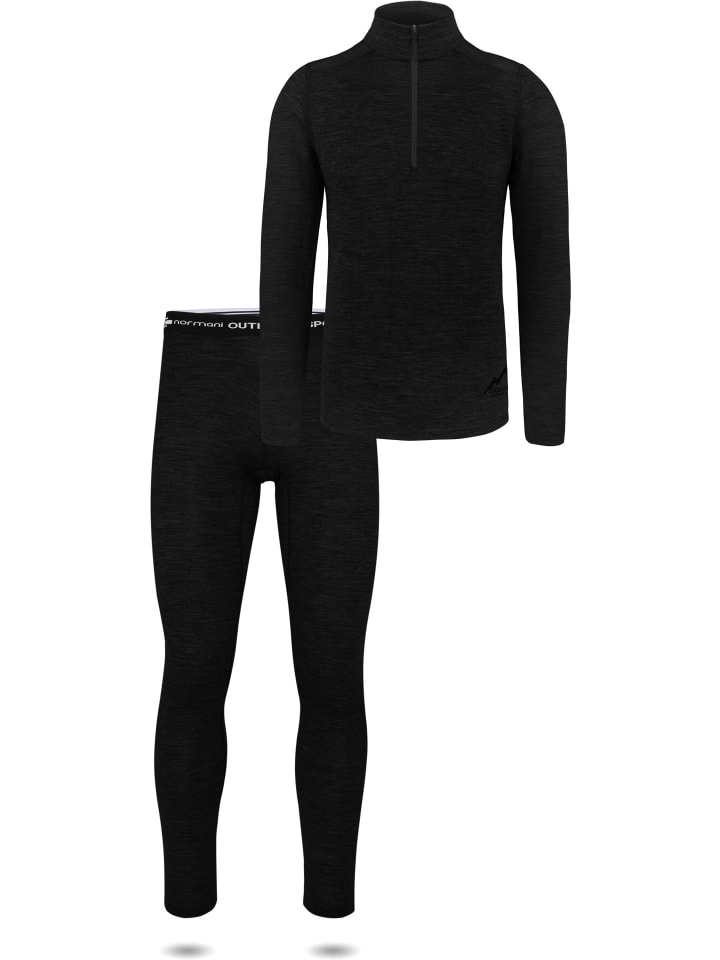 Normani Outdoor Sports Herren Merino Langarmshirt und Hose Canberra/Sydney in Schwarz günstig kaufen