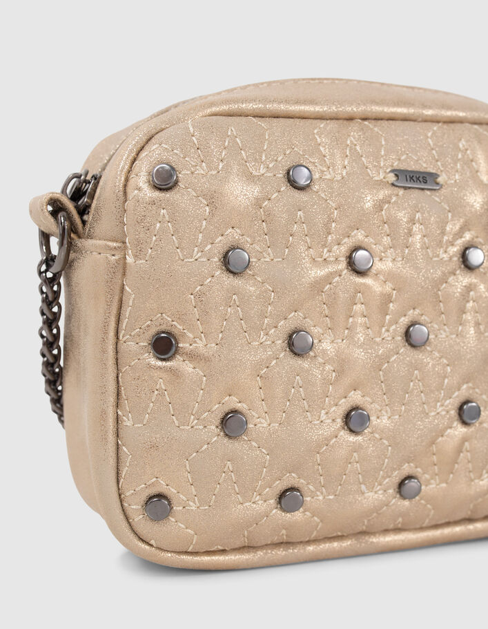 Sac à main doré métallisé et clouté fille