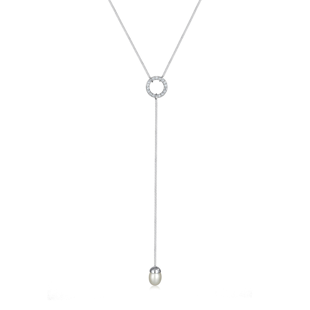 Elli Elli Collier Y-Kette Kristalle Perle 925 Silber collier
