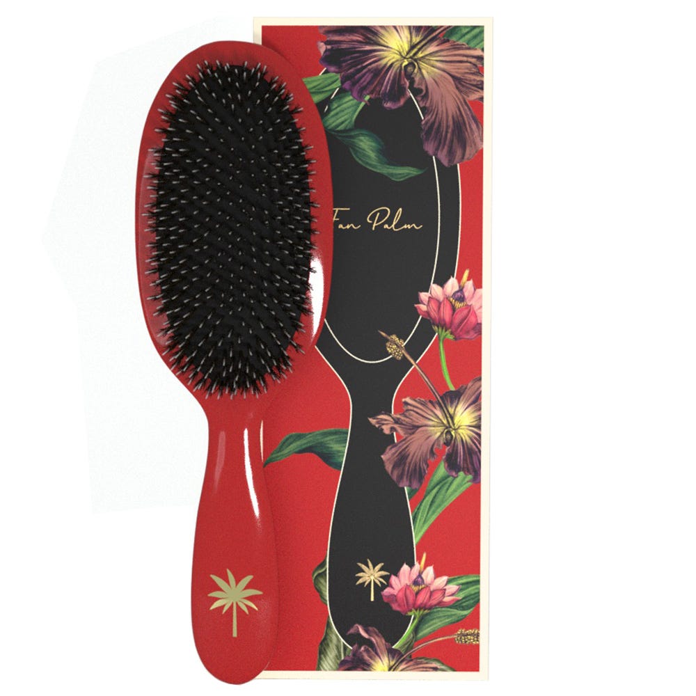 Fan Palm Boar- & Nylon Brush Red Poppy - Medium