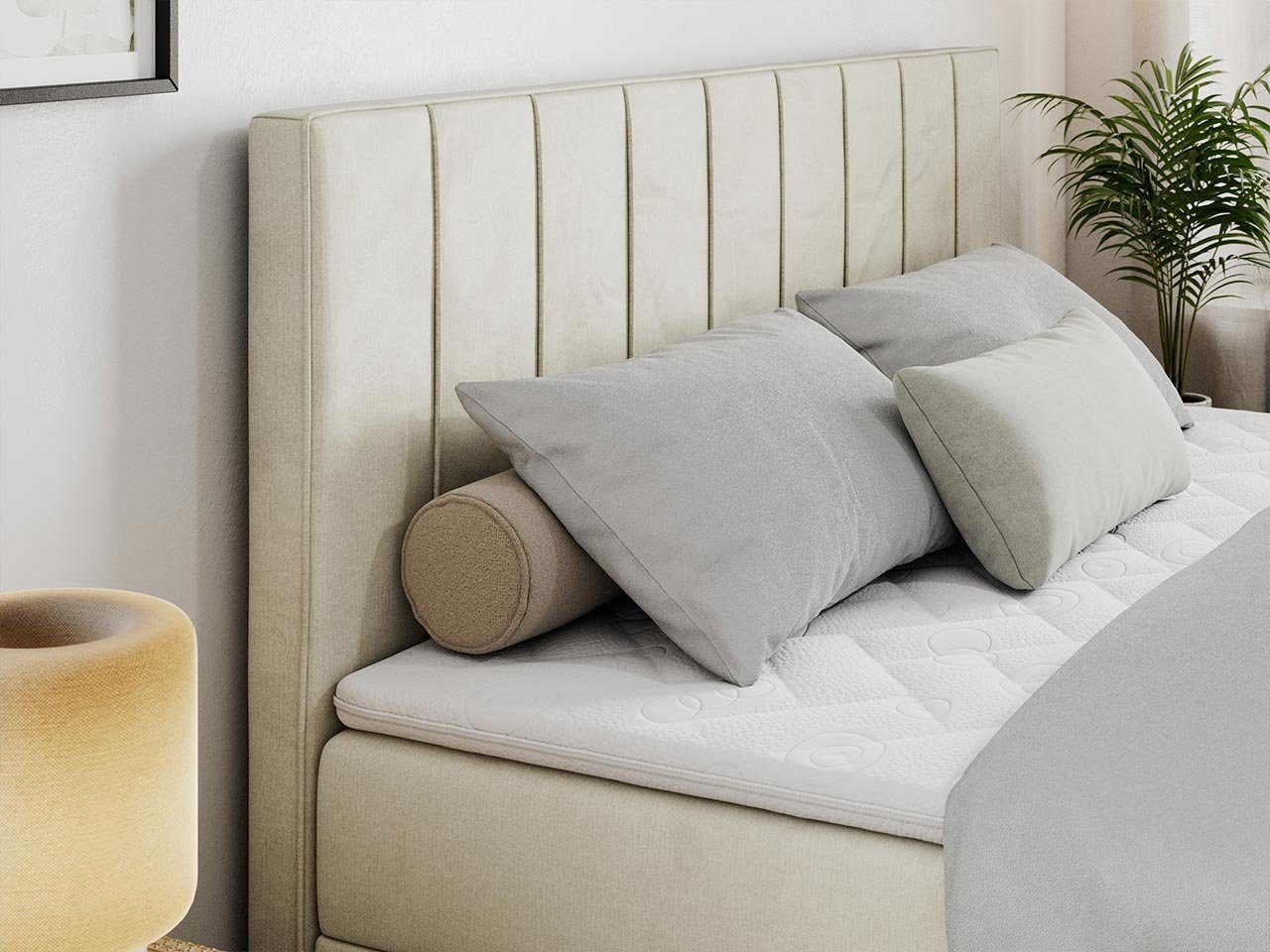 MKS MÖBEL Boxspringbett ALLY, Doppelbett mit Multipocket-Matratze, Praktisch Polsterbett