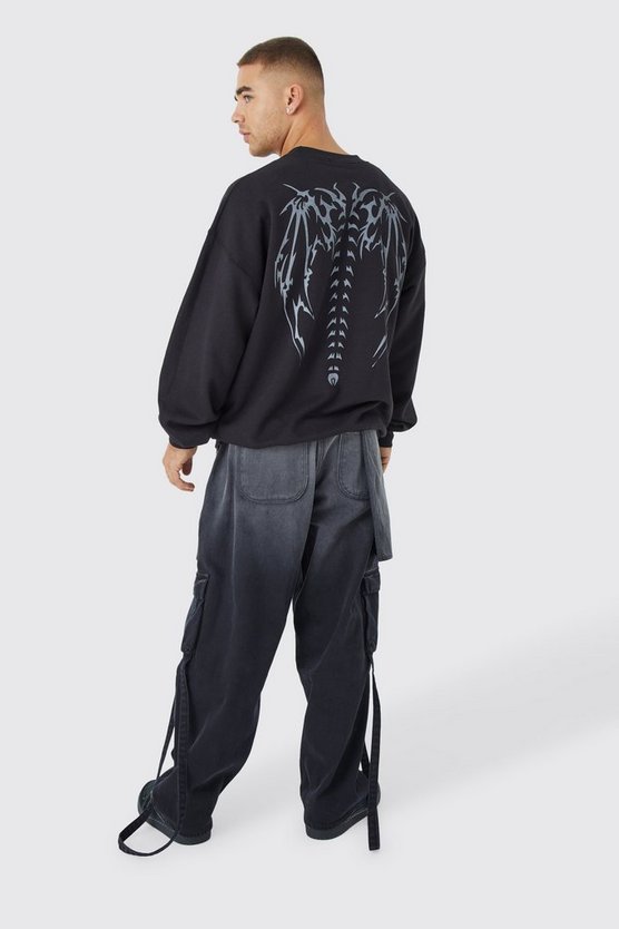 Lockere Jeans mit elastischem Bund und Farbverlauf