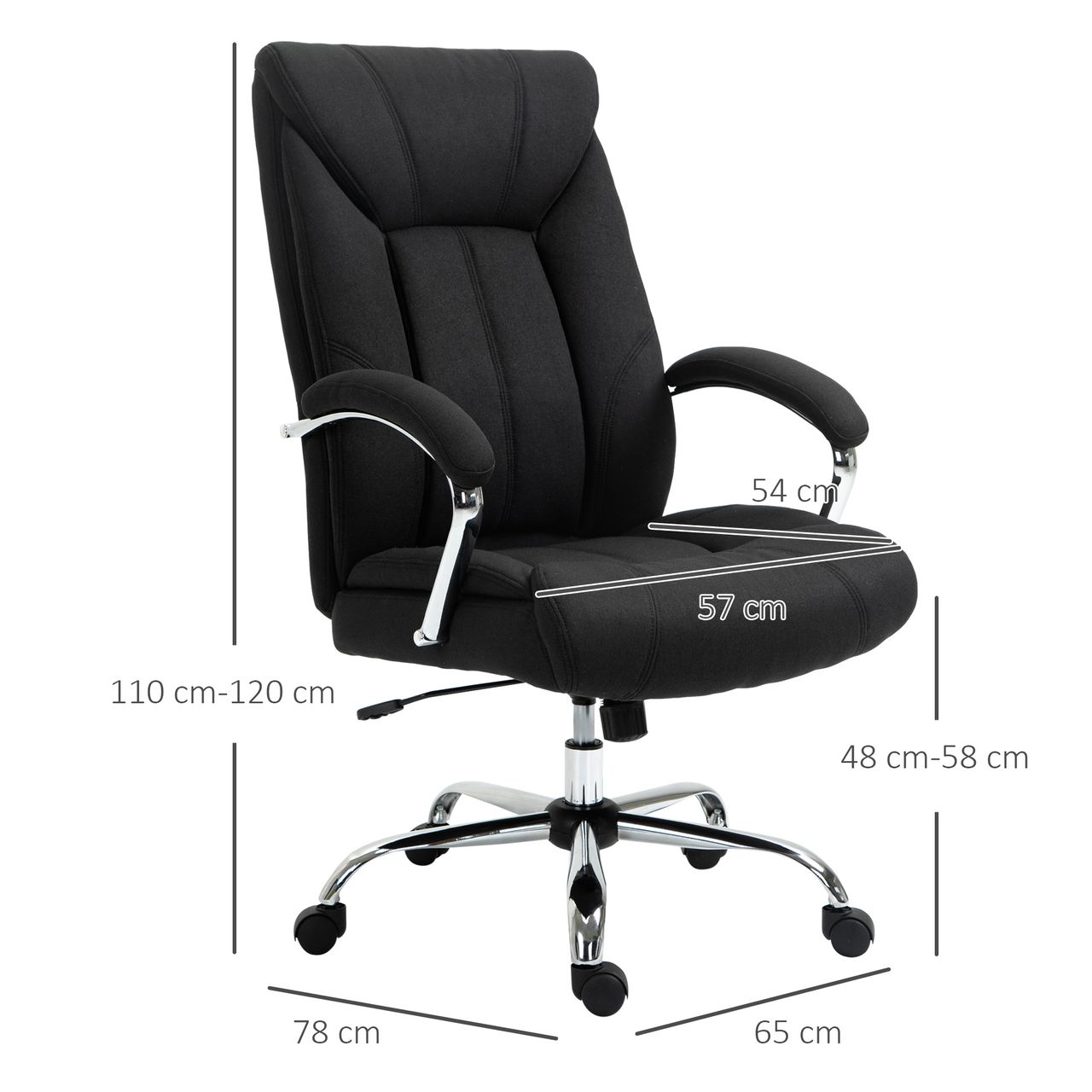 Vinsetto Bürostuhl mit Wippfunktion ergonomischer Schreibtischstuhl mit Armlehne