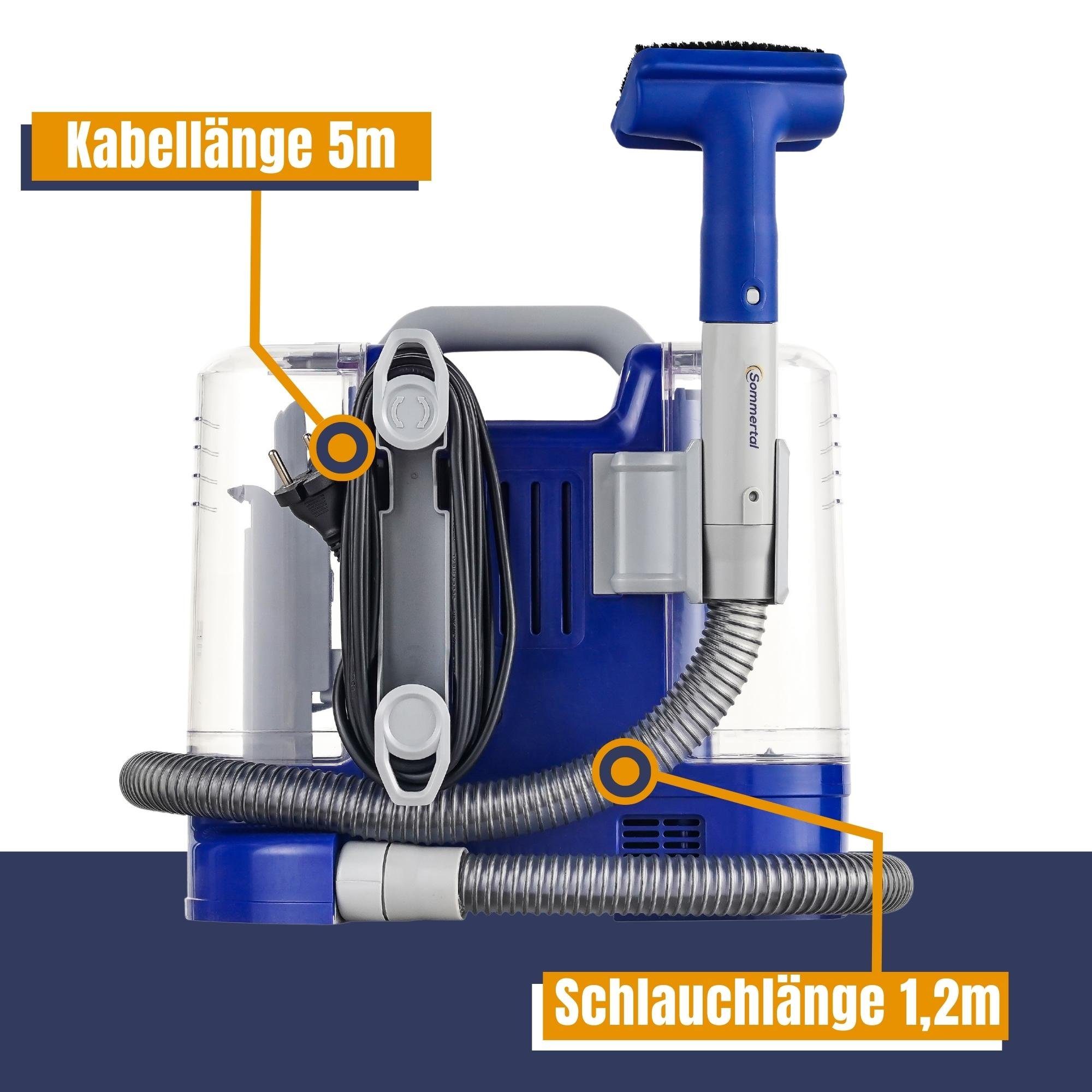Sommertal Teppichreinigungsgerät SOMMERTAL CompactCleaner WS450 5in1, Gerät für Teppiche, Treppen, Polster, Sofa, Auto, Tiere, Flecken
