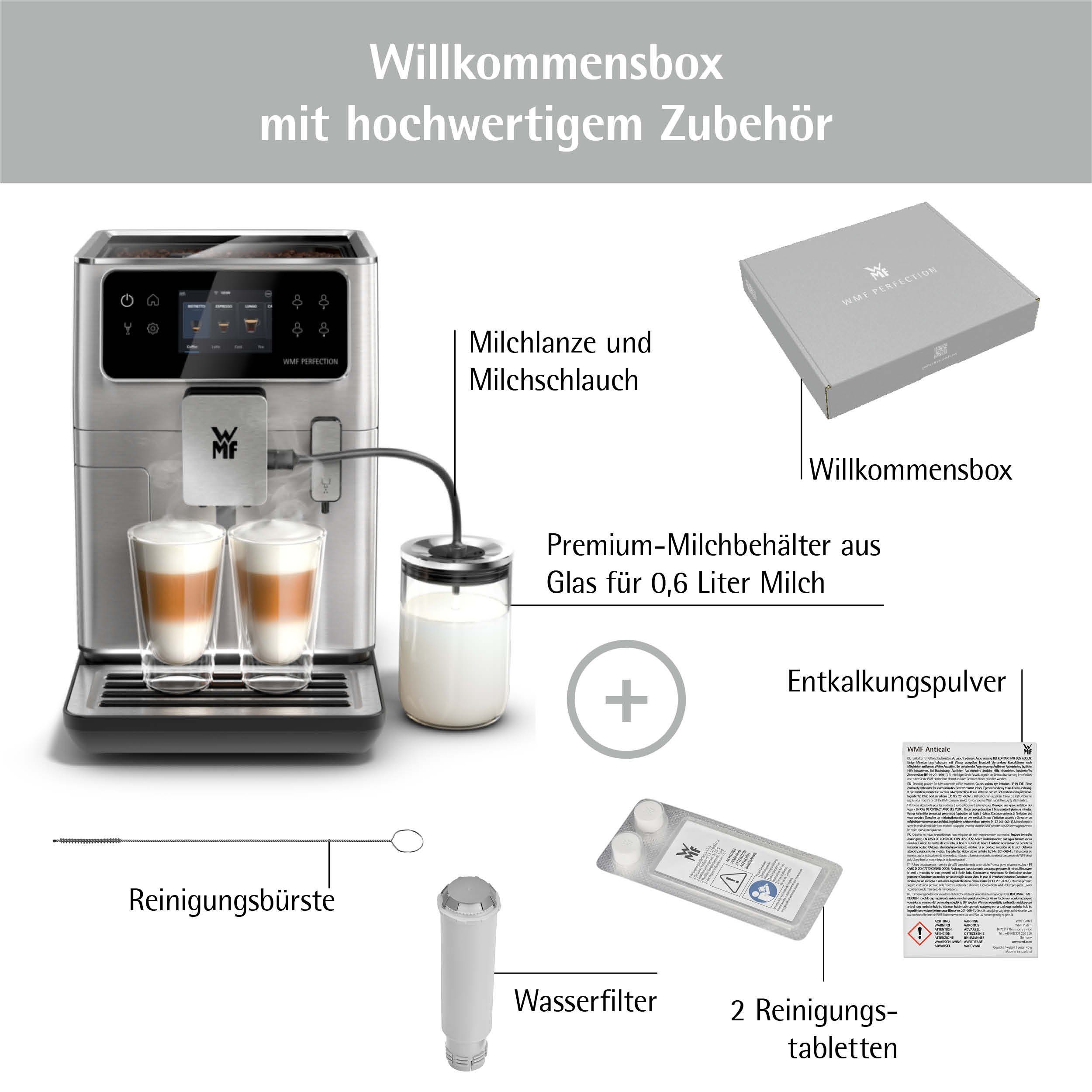 WMF Kaffeevollautomat Perfection 680, (41 x 25 x 37,1 cm, 15 bar, 1550 W) inkl. 0,6l Milchbehälter