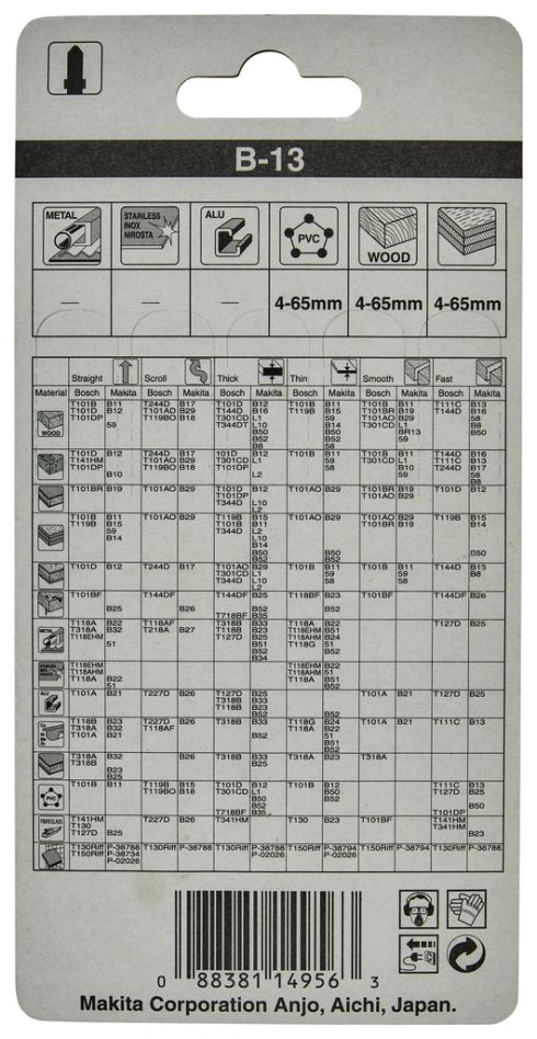 Makita Zubehör A-85656 Stichsägeblatt B13 5 Stück