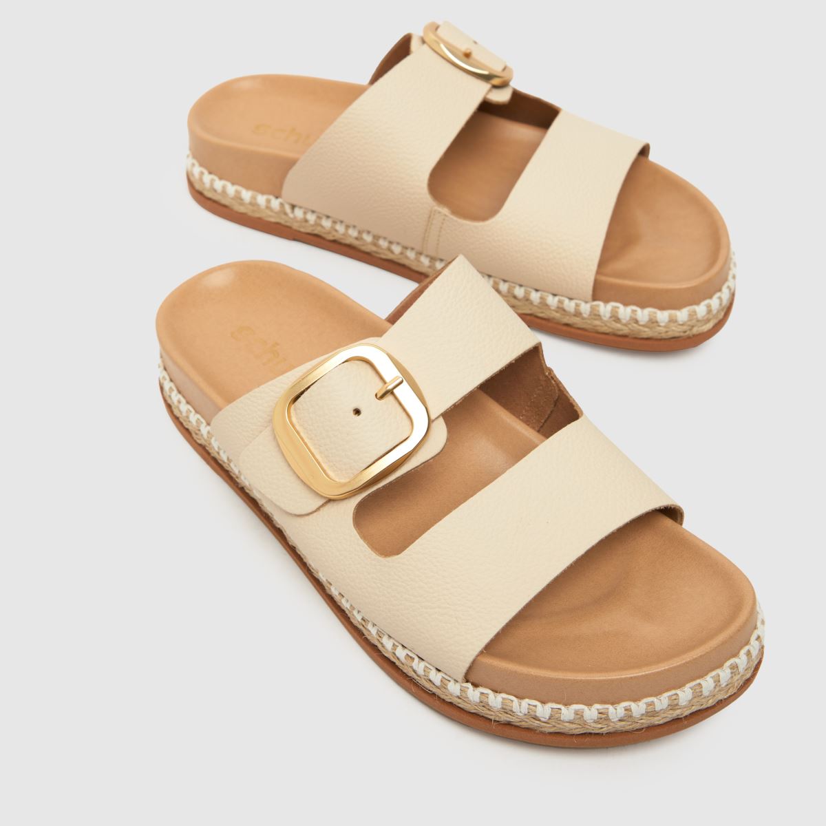 Schuh Tish bőr csatos szandál törtfehér színben