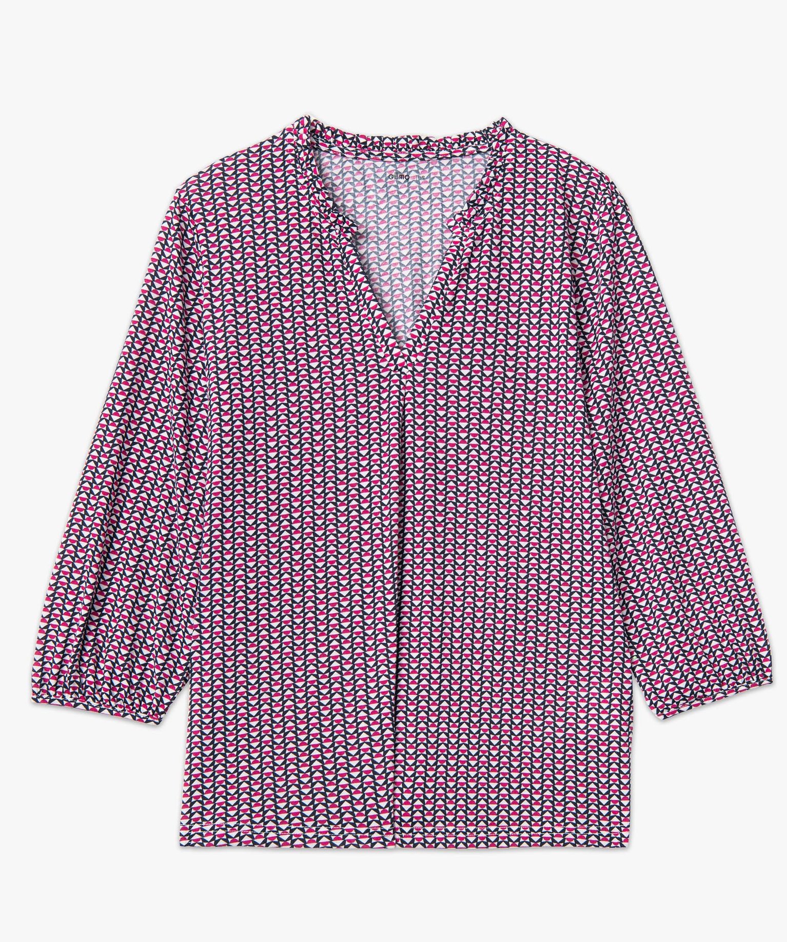 Tee-shirt femme à manches 3/4 avec décolleté en V imprime | GEMO