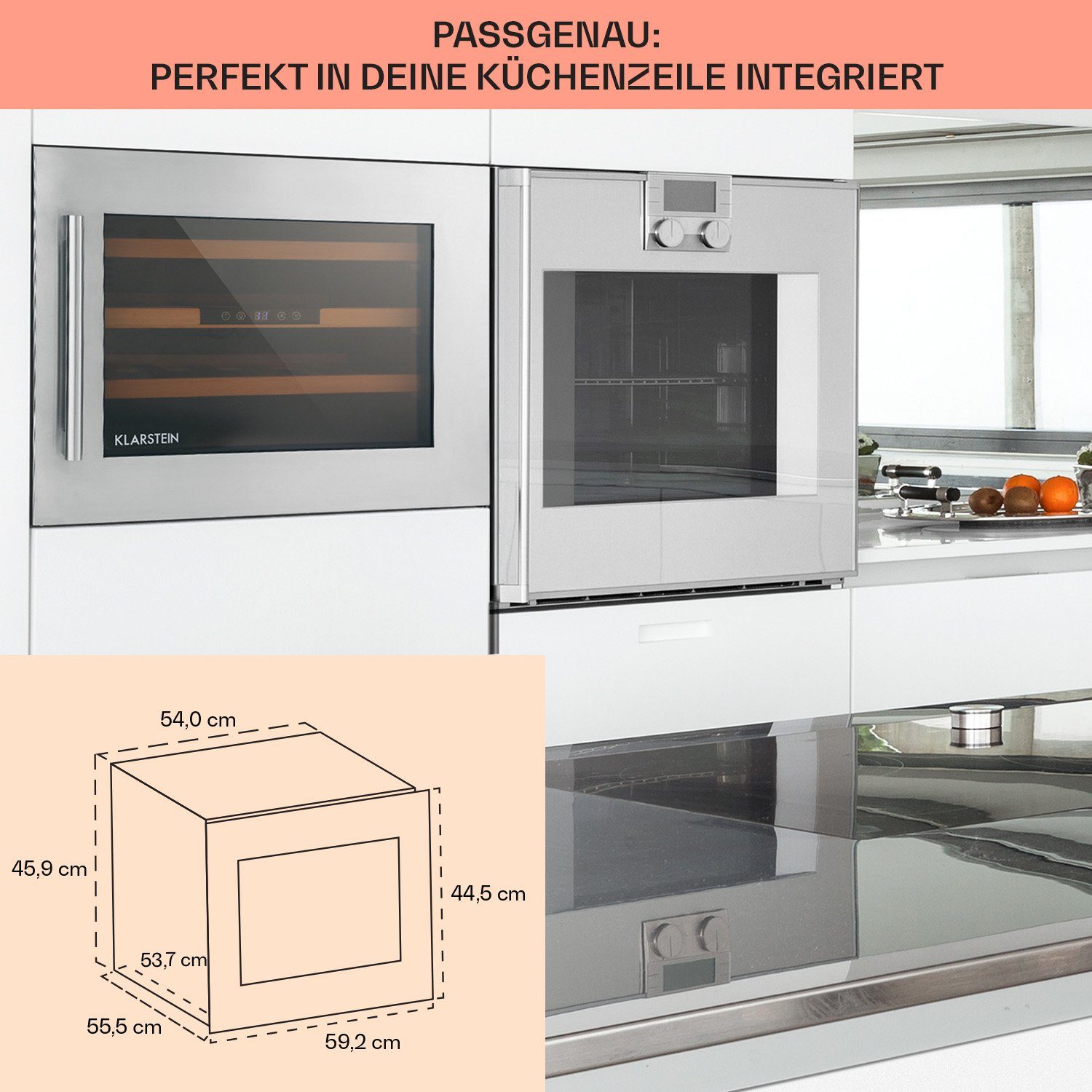 Klarstein Weinkühlschrank Vinsider 24D, für 24 Standardflaschen á 0,75l,Wein Flaschenkühlschrank Weintemperierschrank Weinschrank Kühlschrank