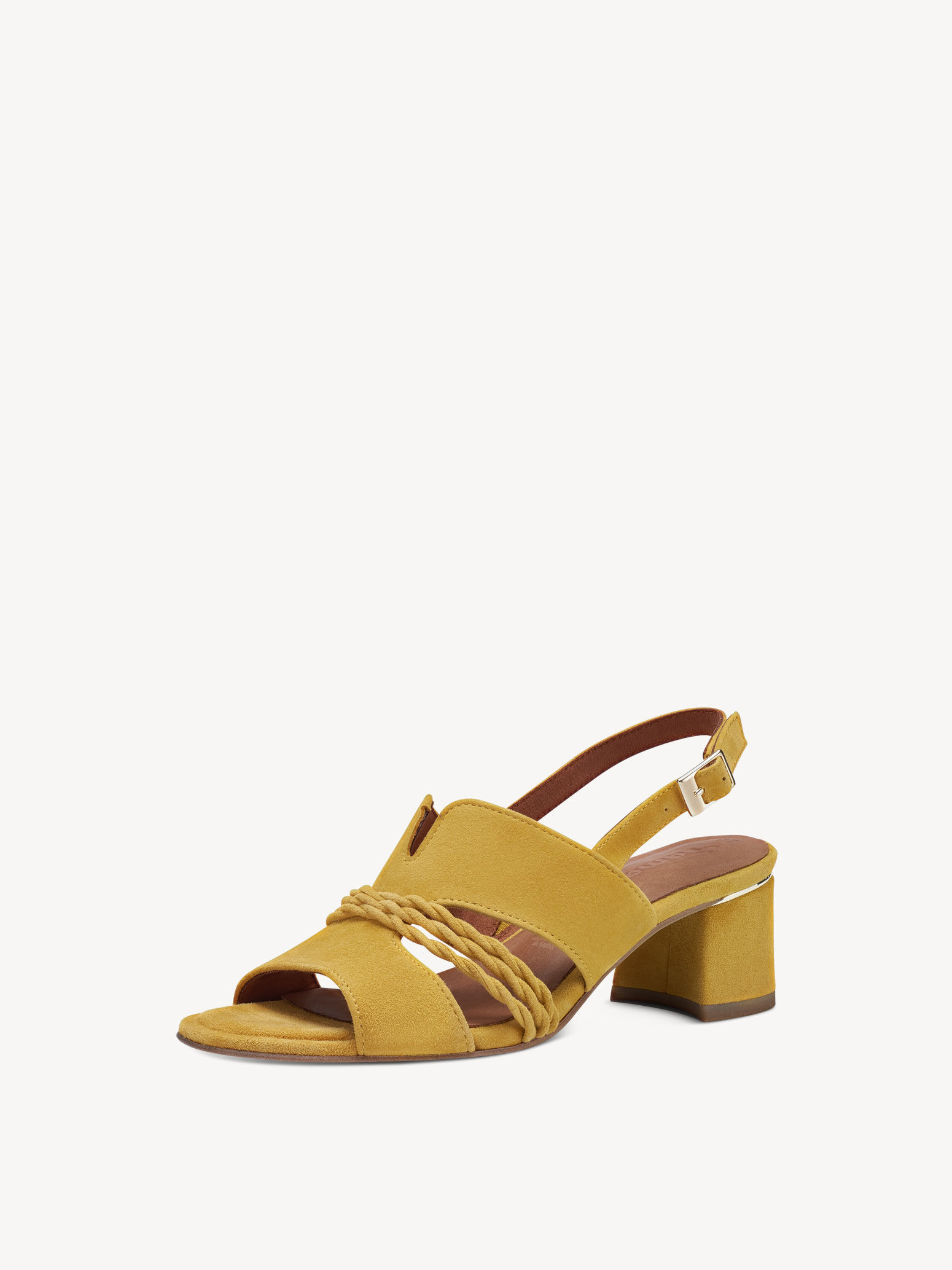 Sandale à talon en cuir - jaune