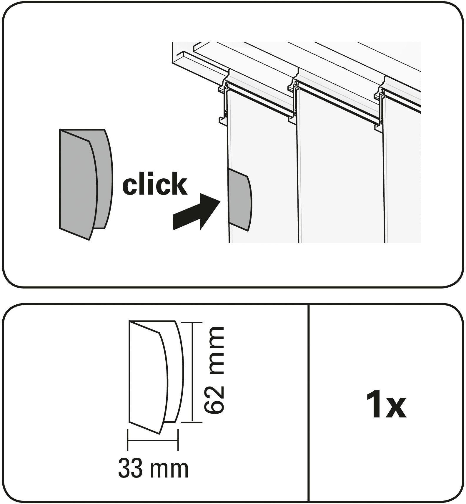 Magnetgriff Magnet-Clip, GARDINIA, Schiebegardinen, Schiebevorhänge, (1-St), Serie Flächenvorhang-Technik Atlanta 3-läufig